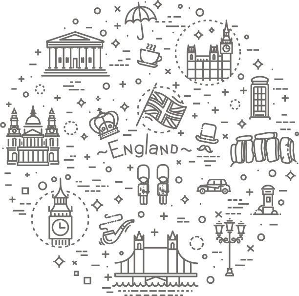 伦敦图标设置英国细线设计图片下载