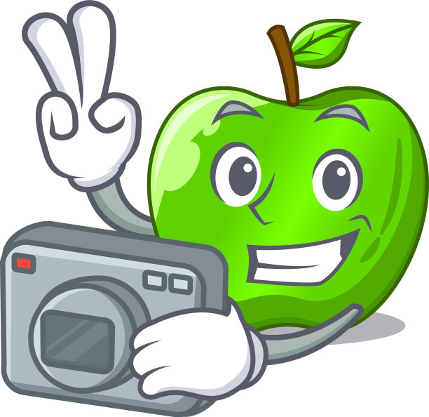 摄影师完美的新鲜绿苹果卡通图片下载