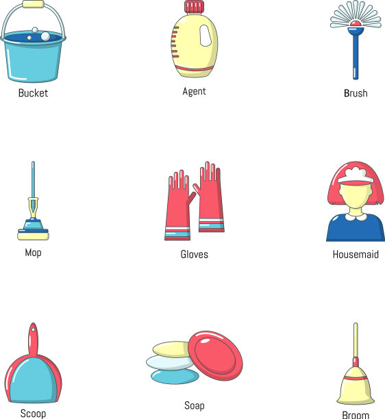 家政图标设置卡通风格图片下载
