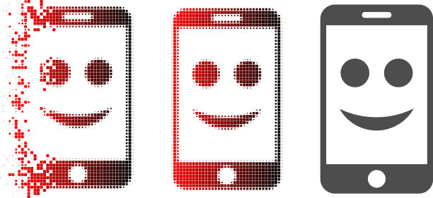 溶解像素半色调快乐的智能手机图标图片下载