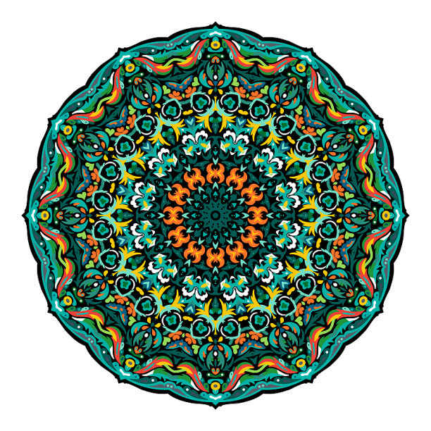 花曼荼罗复古装饰元素图片下载