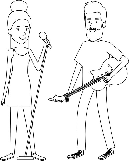 带麦克风情侣唱歌图片下载