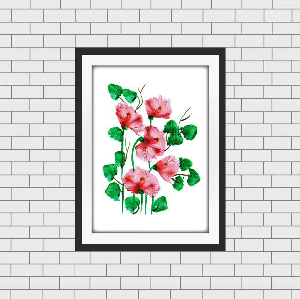 水彩花卉框架模型图片下载