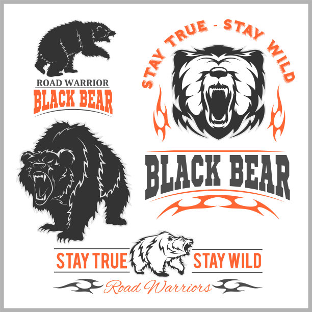 黑熊为标志运动队会徽设计图片下载