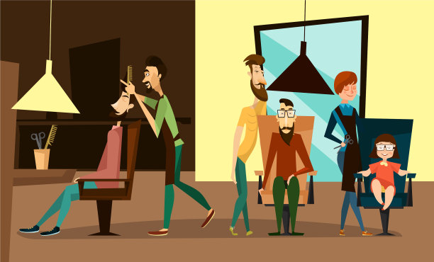 美发沙龙内部设有美发师和图片下载