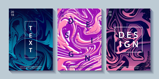 一套有大理石花纹的创意设计海报图片下载