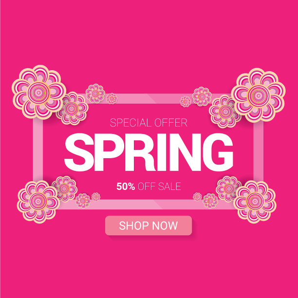 春季促销设计模板横幅或标签图片下载