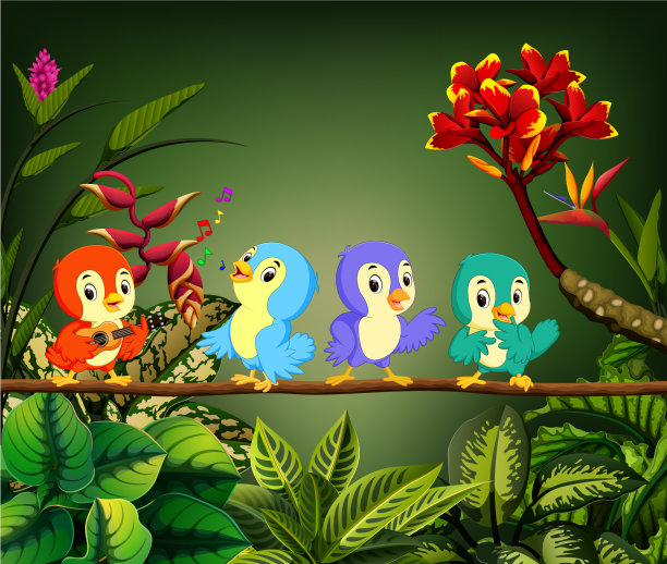 小鸟在森林里唱歌图片下载