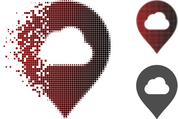 分解像素半色调雾云标记图标图片下载