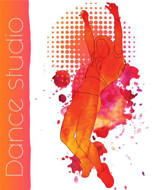 一个带着水彩画的跳舞女孩图片下载