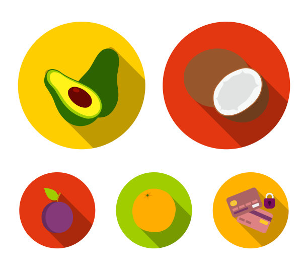 椰子、鳄梨、橙、梅子等图片下载