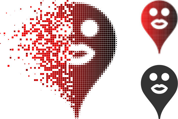 分解虚点半色调吻微笑地图标记图片下载