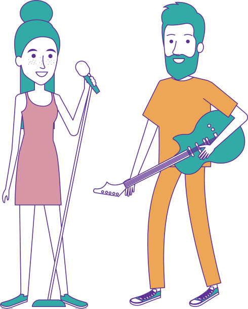 带麦克风情侣唱歌图片下载