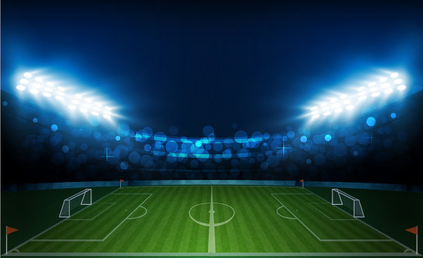 足球场和明亮的体育场灯光图片下载