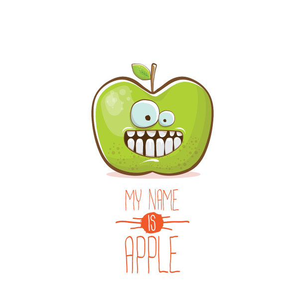 有趣的卡通可爱的绿苹果人物图片下载