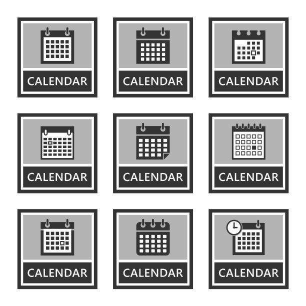 日历图标和标志设置图片下载