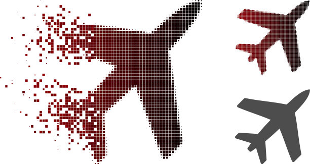 碎片点半色调飞机图标图片下载