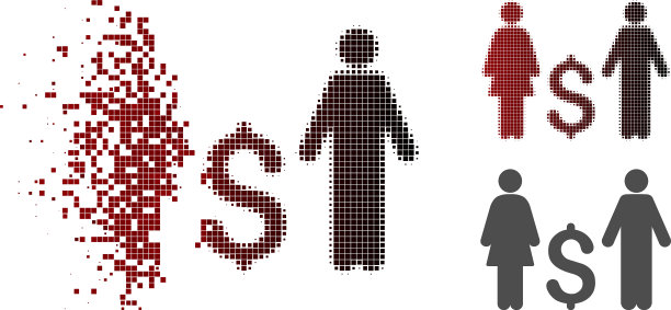 损坏的虚线半色调家庭美元图标图片下载