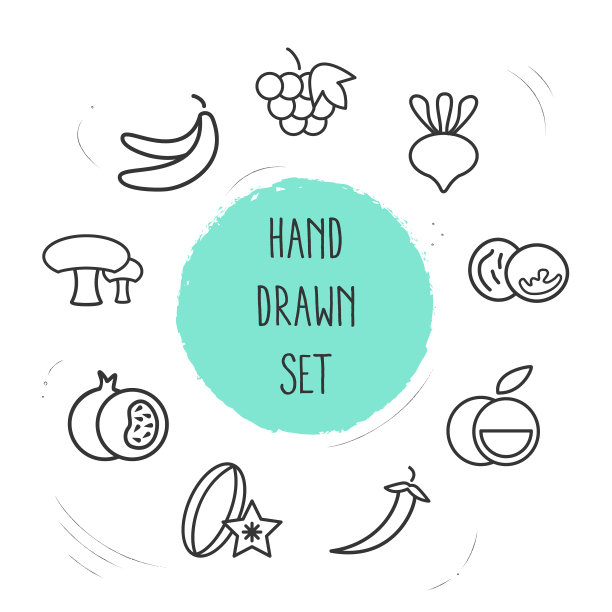 一套维生素图标线条样式符号用图片下载