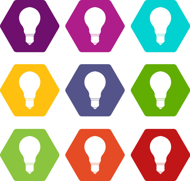 灯泡图标设置颜色六面体图片下载
