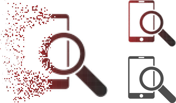 碎片像素半色调找到智能手机图标图片下载