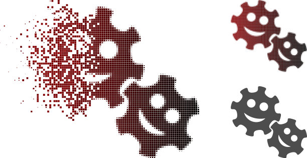 破坏点半色调幸福齿轮图标图片下载