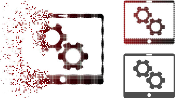破坏的虚点半色调平板设置齿轮图片下载