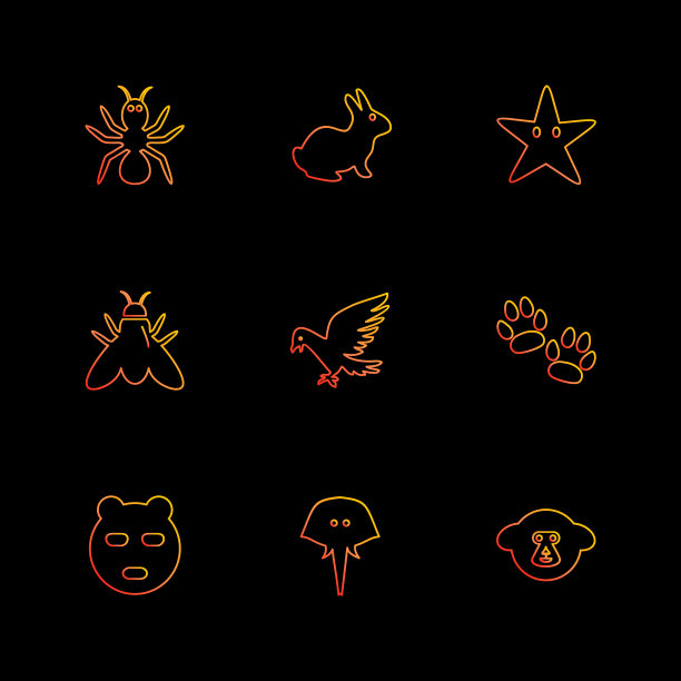 宠物动物野生鸟类昆虫eps图标集图片下载
