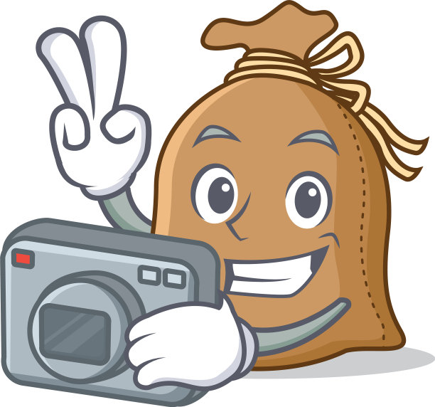 摄影师麻袋吉祥物卡通风格图片下载