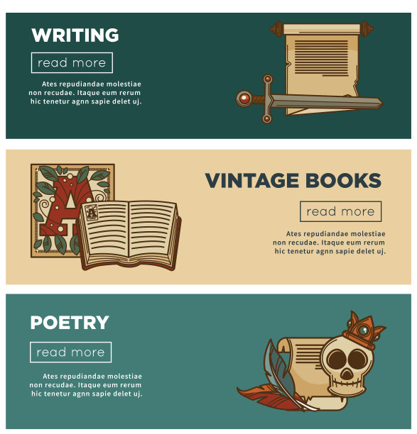 复古的诗歌书籍，书店或横幅图片下载