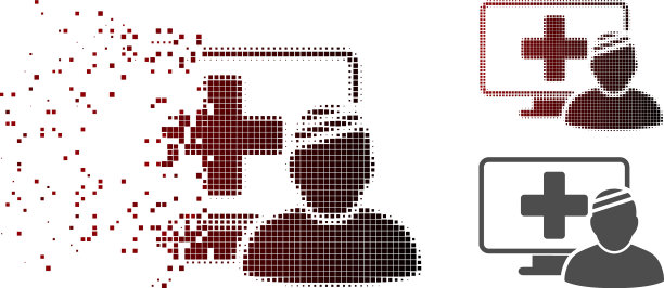 破碎的像素半色调电脑病人图标图片下载