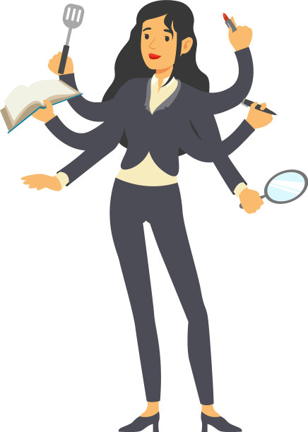 白色背景下的多任务女商人图片下载