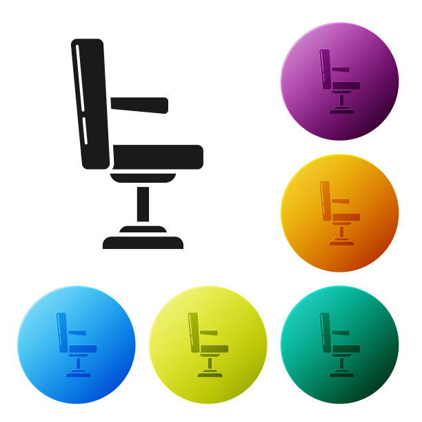 黑色理发店椅子图标孤立在白色图片下载