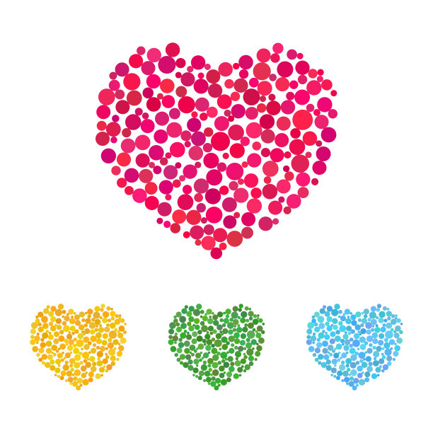 可爱的心由彩色的点图片下载