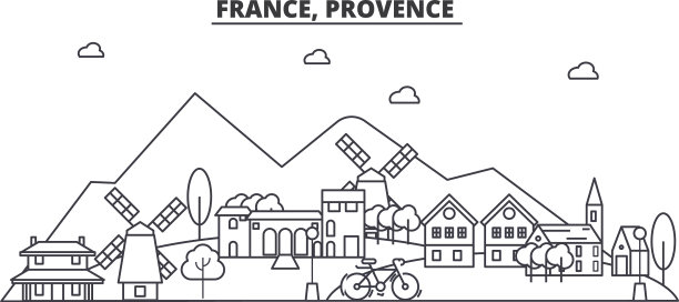 法国普罗旺斯建筑线天际线图片下载