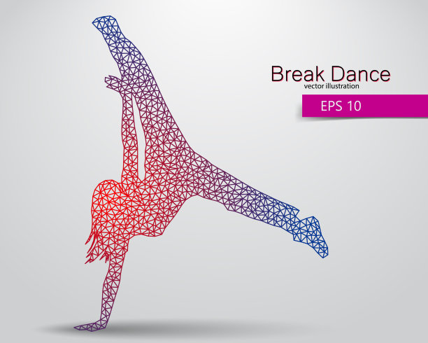 一个霹雳舞演员的三角形剪影图片下载