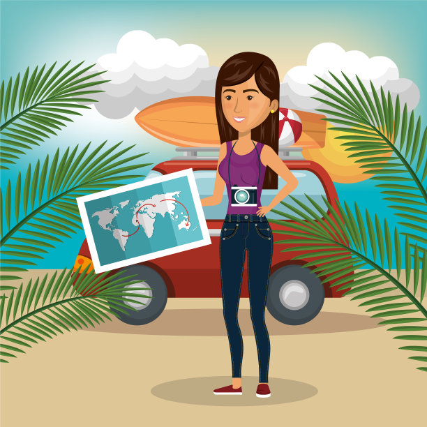 沙滩上的女人形象图片下载