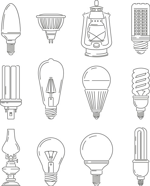 符号灯不同灯泡单线图片下载