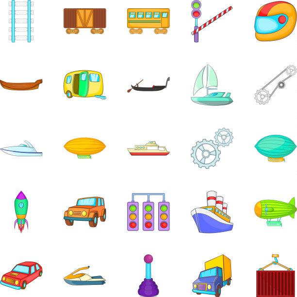 马车图标设置卡通风格图片下载