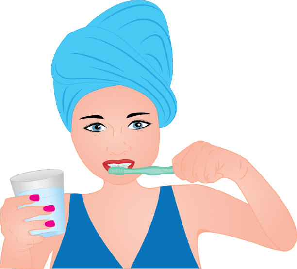 刷牙的女孩图片下载