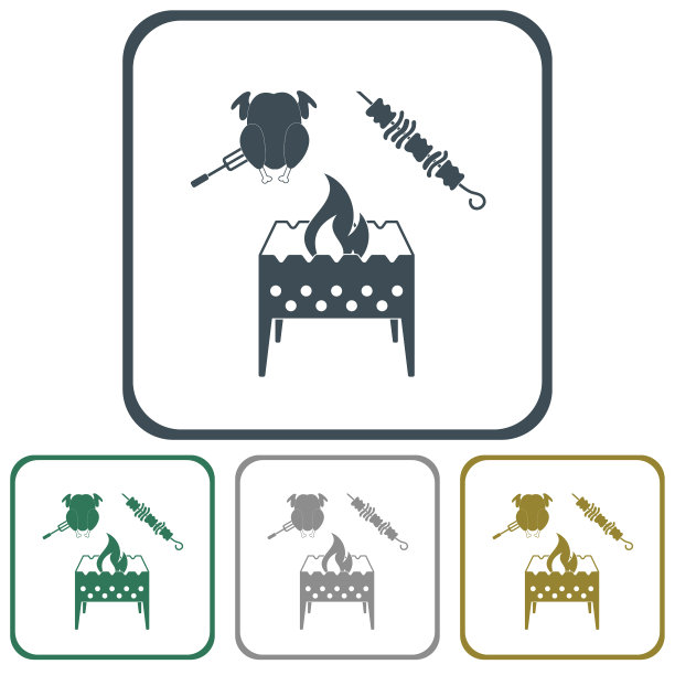 火盆烤肉和鸡肉的图标图片下载