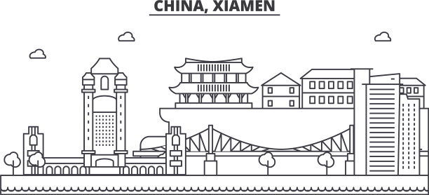 中国厦门建筑线天际线图片下载