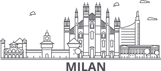 米兰建筑线条图片下载