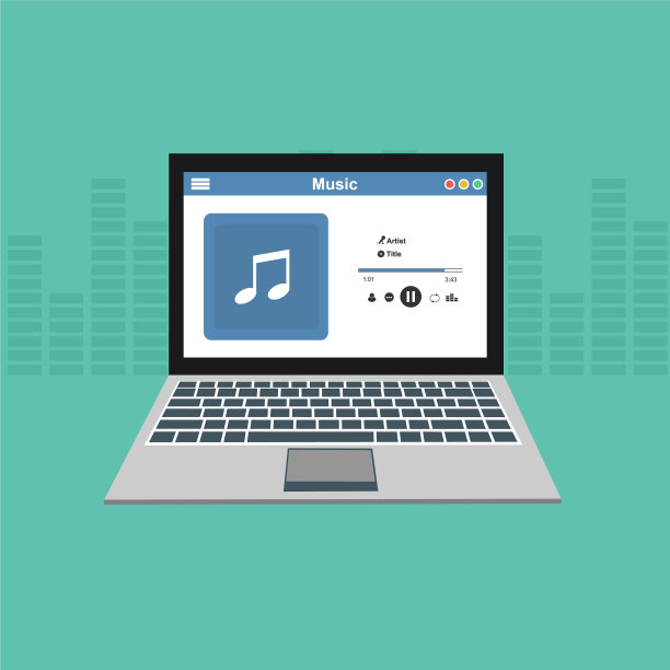 媒体播放器应用程序与扁平的应用程序模板图片下载