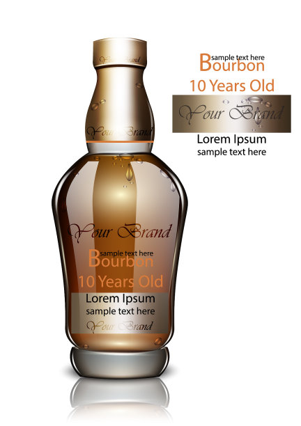 波旁威士忌酒瓶真实的产品包装图片下载
