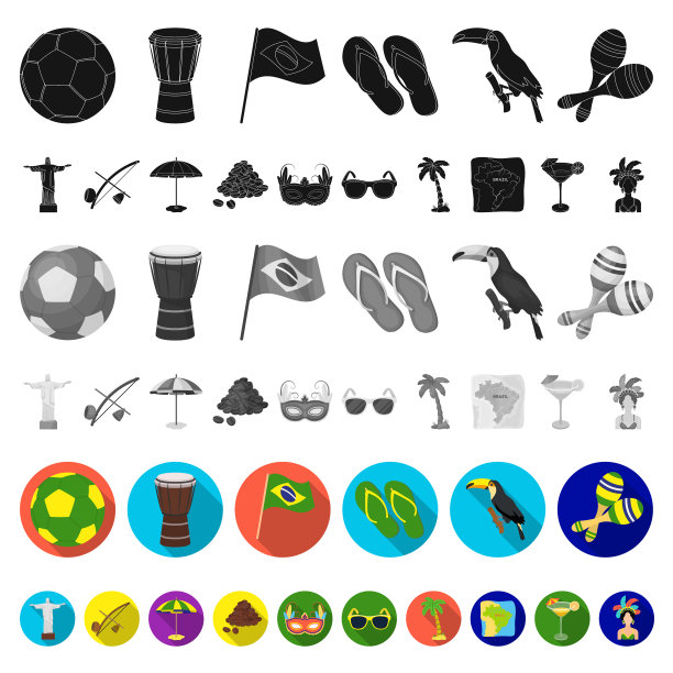 国家巴西平面图标集合为图片下载