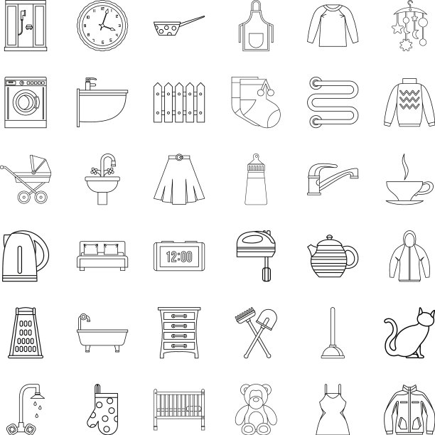 家具图标设置轮廓风格图片下载