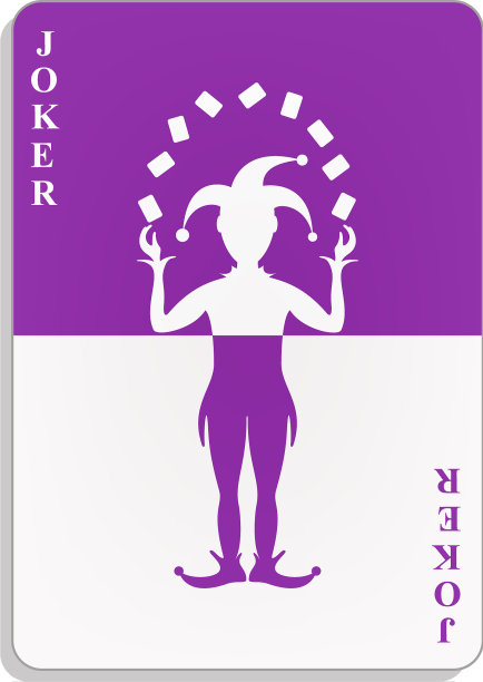 扑克牌与小丑在紫色和白色的设计图片下载