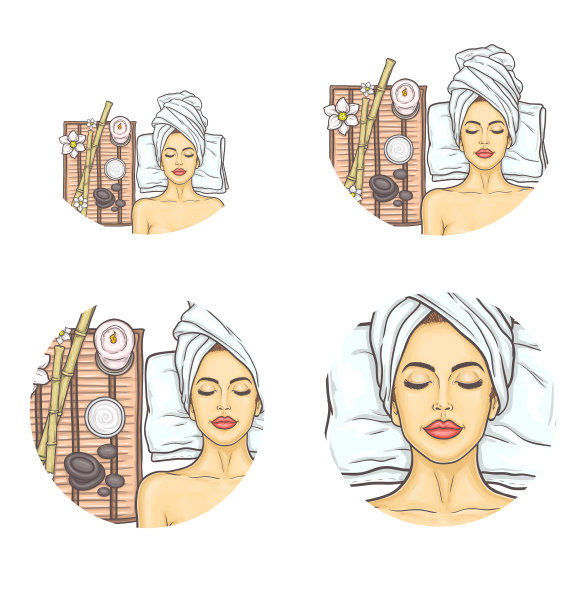 一组流行艺术风格的女性头像图片下载