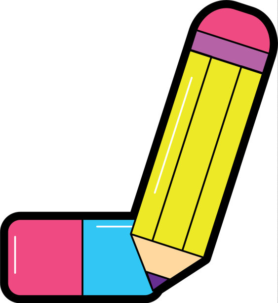 铅笔与橡皮的学校用品图标形象图片下载